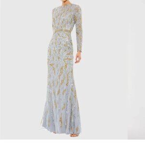 NWT MAC DUGGAL 5124 Beaded Long Sleeve Evening Gown Dress Size 12